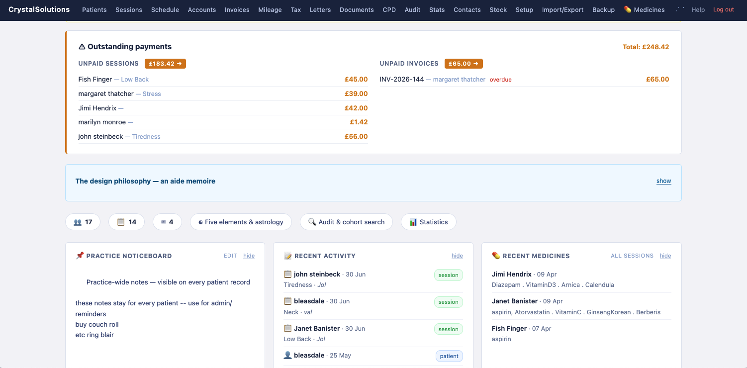 Welcome showing unpaid payments