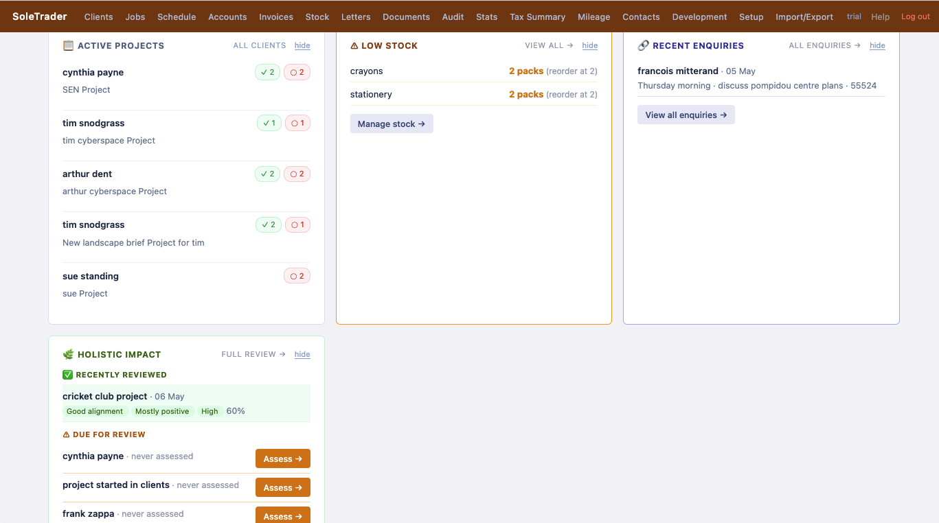 Dashboard projects