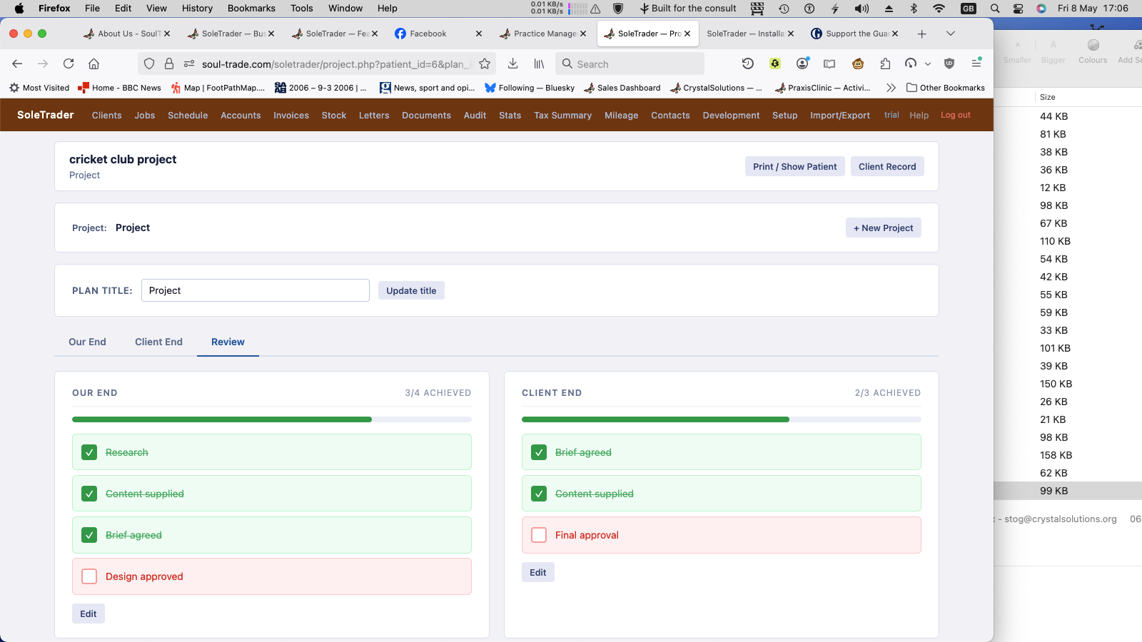 Project milestones