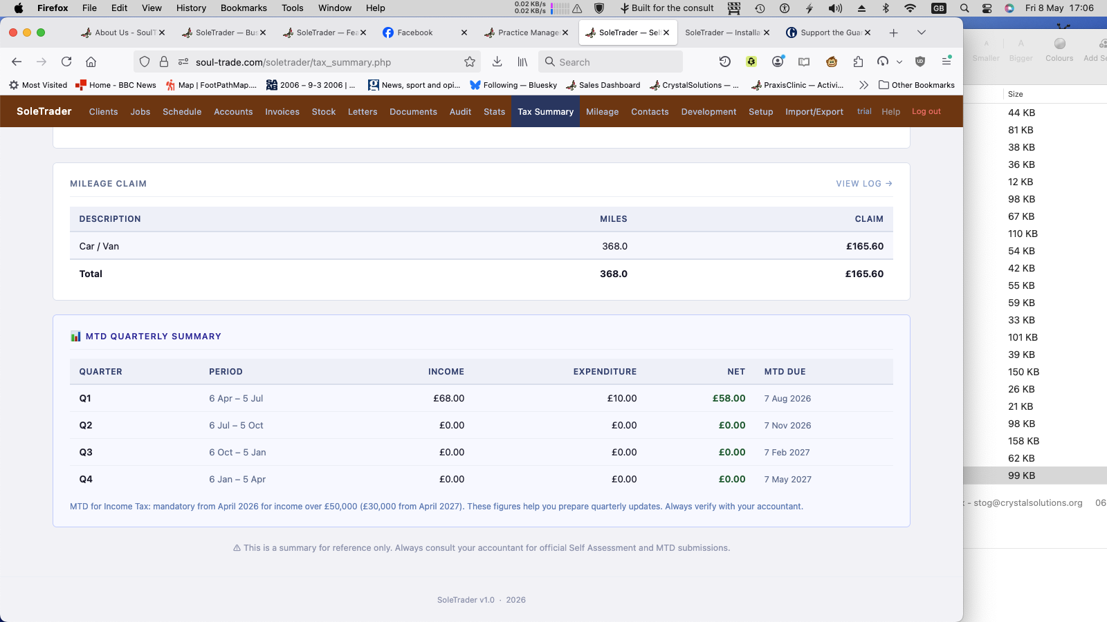 Tax summary MTD