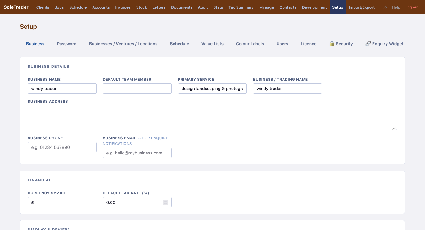 Setup business